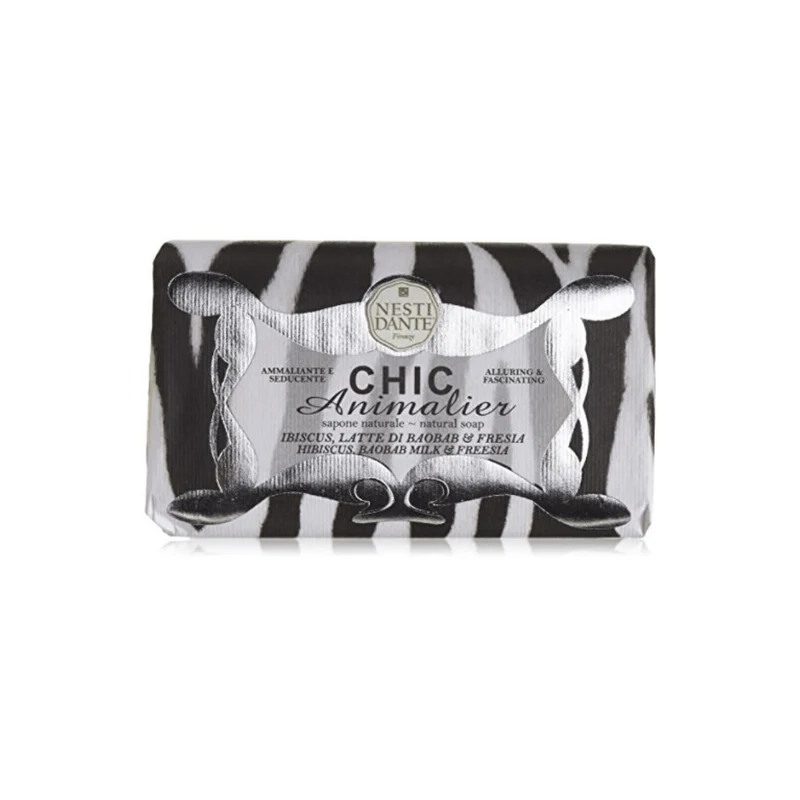 SAPONE VEGETALE CHIC ANIMALIER WHITE 250GR - IBISCUS, LATTE DI BAOBAB E FRESIA
