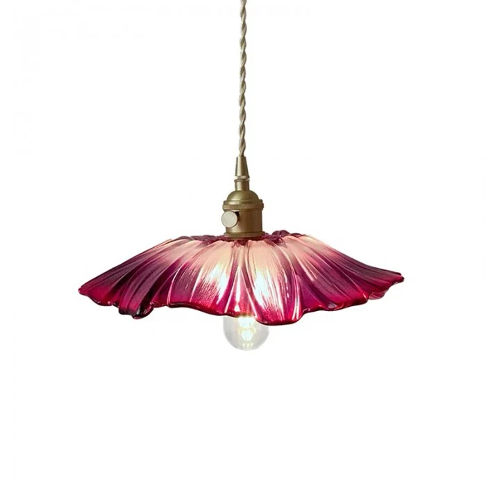 Sculptural pendant lamp with floral pattern