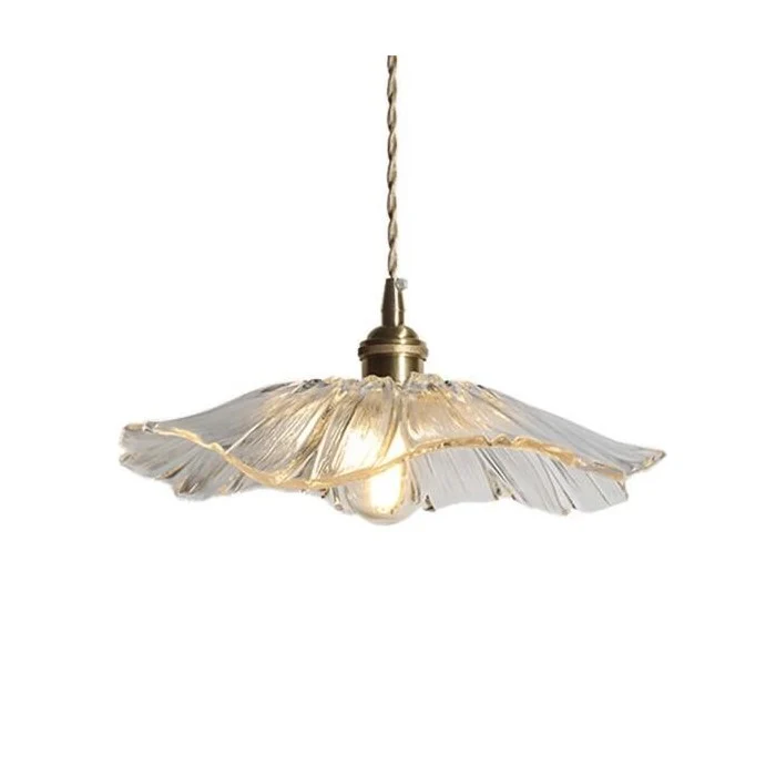 Sculptural pendant lamp with floral pattern