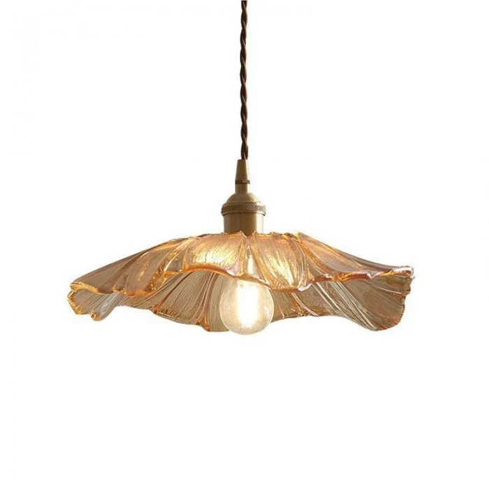 Sculptural pendant lamp with floral pattern