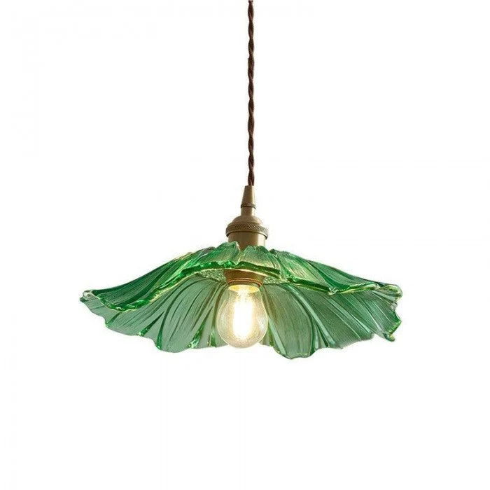 Sculptural pendant lamp with floral pattern