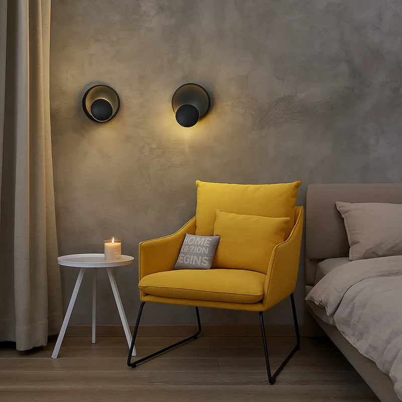 Modern rotating LED wall lamp with 350° swivel