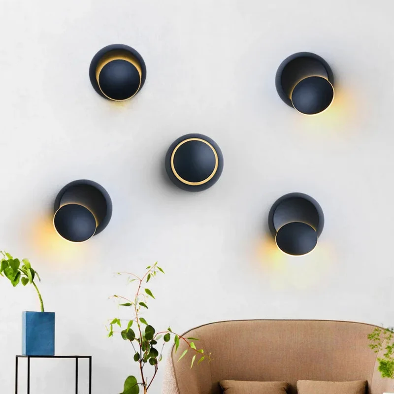 Modern rotating LED wall lamp with 350° swivel