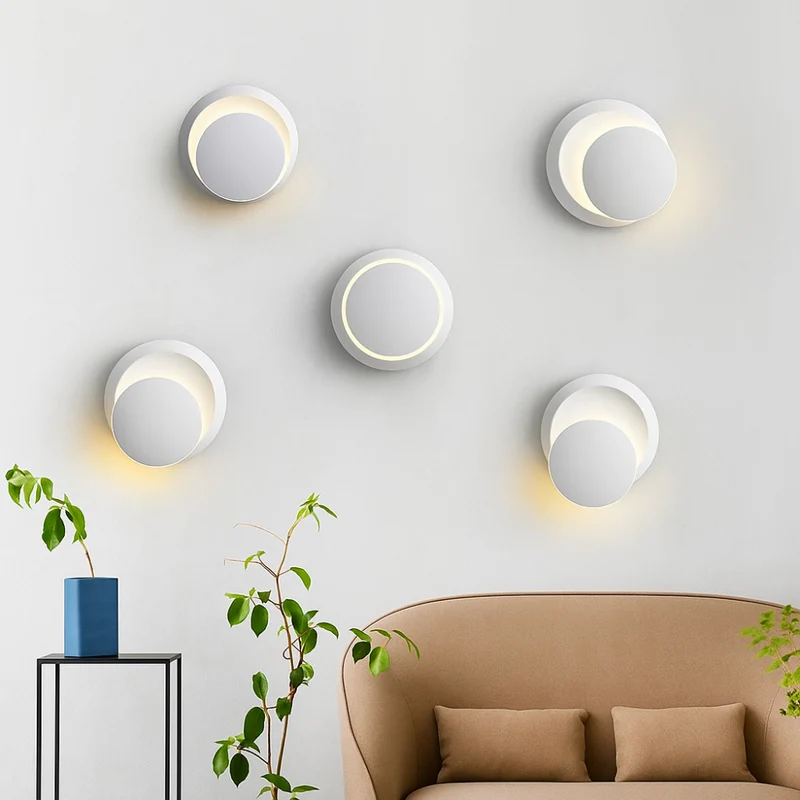 Modern rotating LED wall lamp with 350° swivel