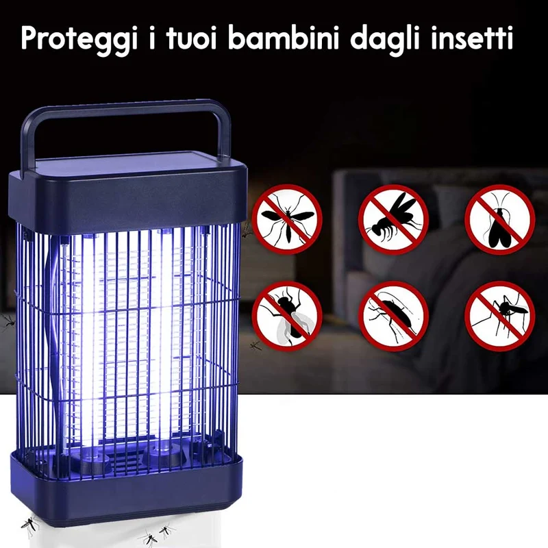 Zanzariera Elettrica Anti Zanzare Mosche 2 Lampade UV Elettroinsetticida 16W