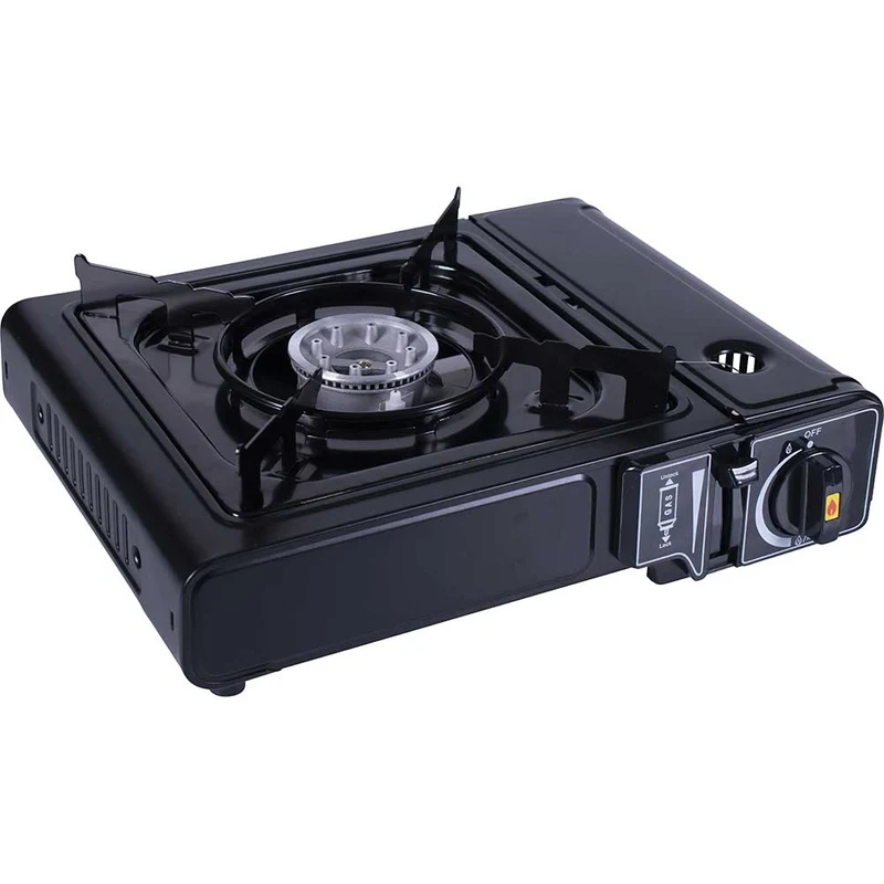 Fornello a Gas 1 Fiamma Portatile Con Bomboletta Ricaricabile 34x29x9 cm Nero