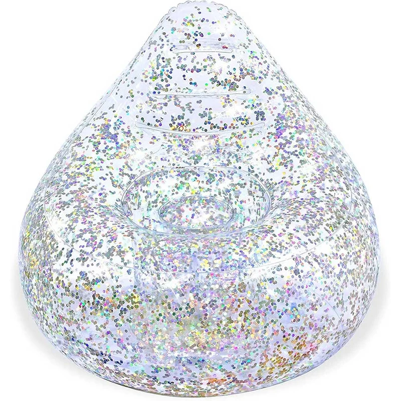 Bestway 75105 Poltroncina Pouf Gonfiabile Glitter Dream Per Bambini Argento