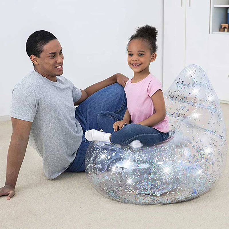 Bestway 75105 Poltroncina Pouf Gonfiabile Glitter Dream Per Bambini Argento