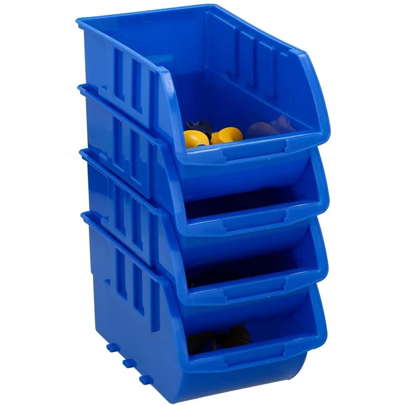 Set 4 Contenitori Box Porta Minuteria Attrezzi Lavoro con 2 Staffe da Parete
