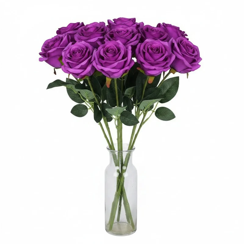 Artificial Flower Arrangements with Realistic Roses and Open Blooms for Vase Décor