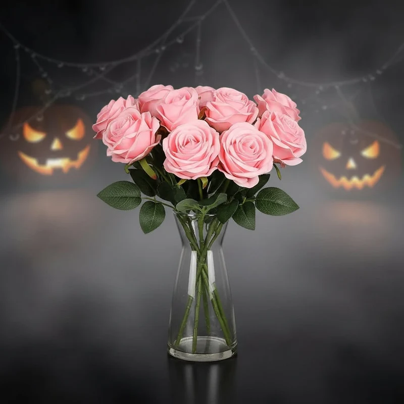 Artificial Flower Arrangements with Realistic Roses and Open Blooms for Vase Décor