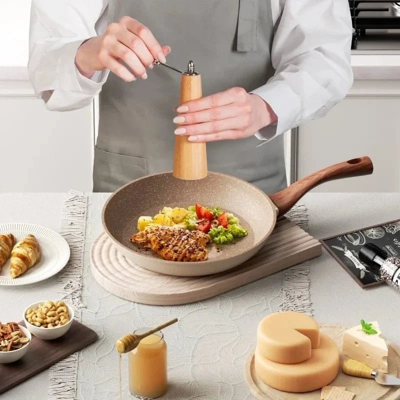 Granite Non-Stick Pancake and Fried Egg Pan with Wood-Look Handle