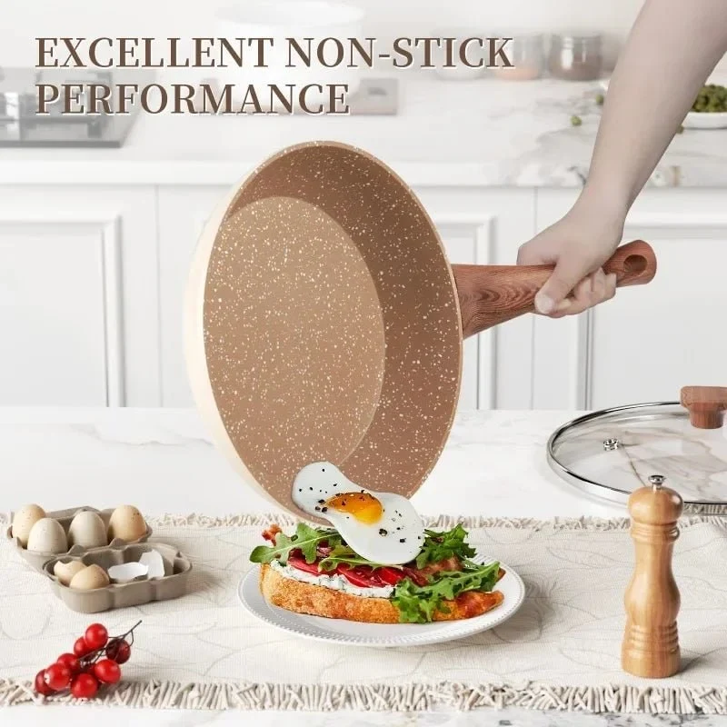 Granite Non-Stick Pancake and Fried Egg Pan with Wood-Look Handle