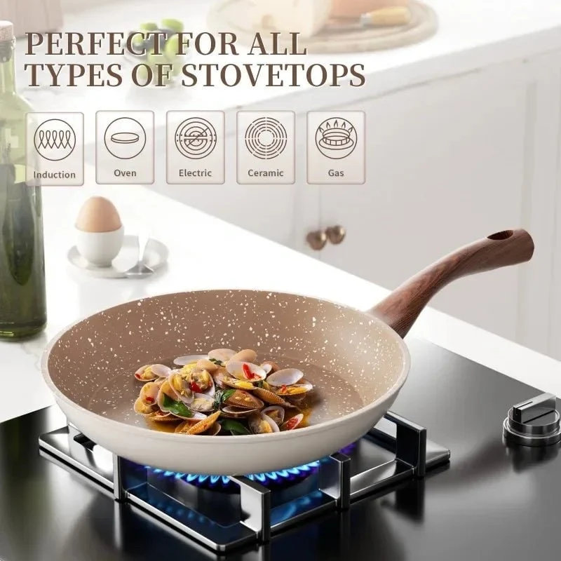 Granite Non-Stick Pancake and Fried Egg Pan with Wood-Look Handle