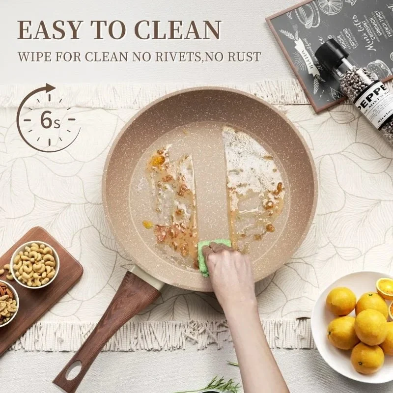 Granite Non-Stick Pancake and Fried Egg Pan with Wood-Look Handle
