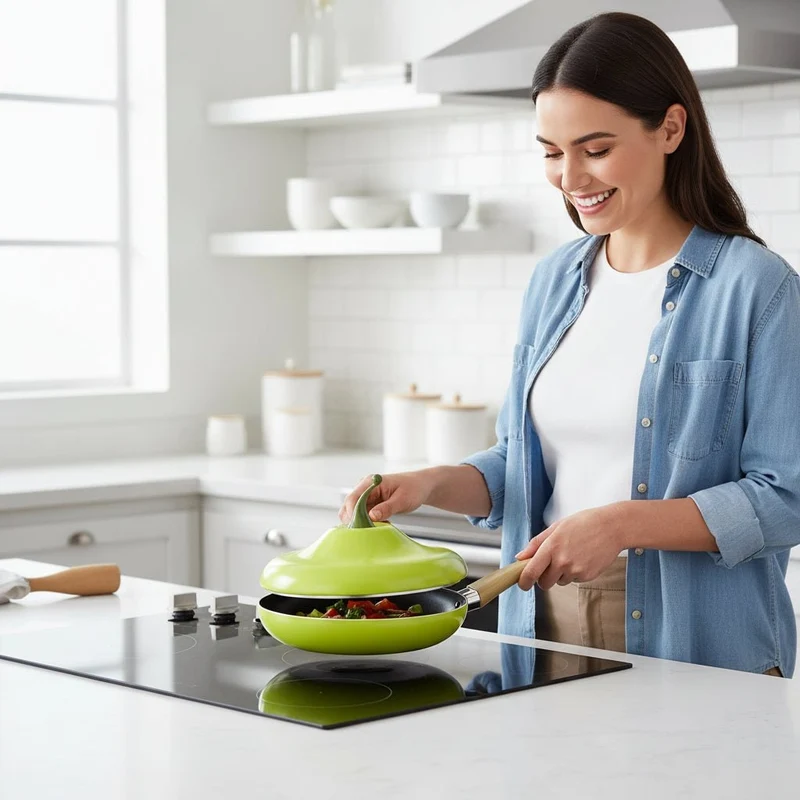 Nonstick Aluminum Pancake Pan with Lid for Pancakes and Fried Eggs