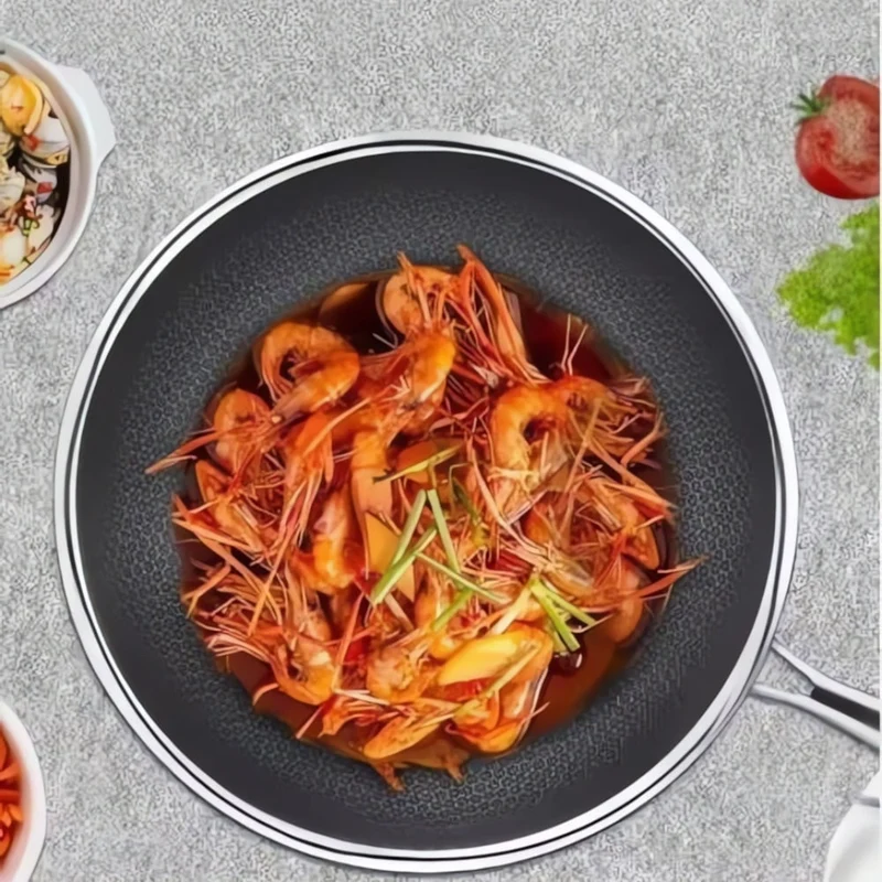 Stainless Steel Frying Pan with Honeycomb Coating and Glass Lid, 24 Cm