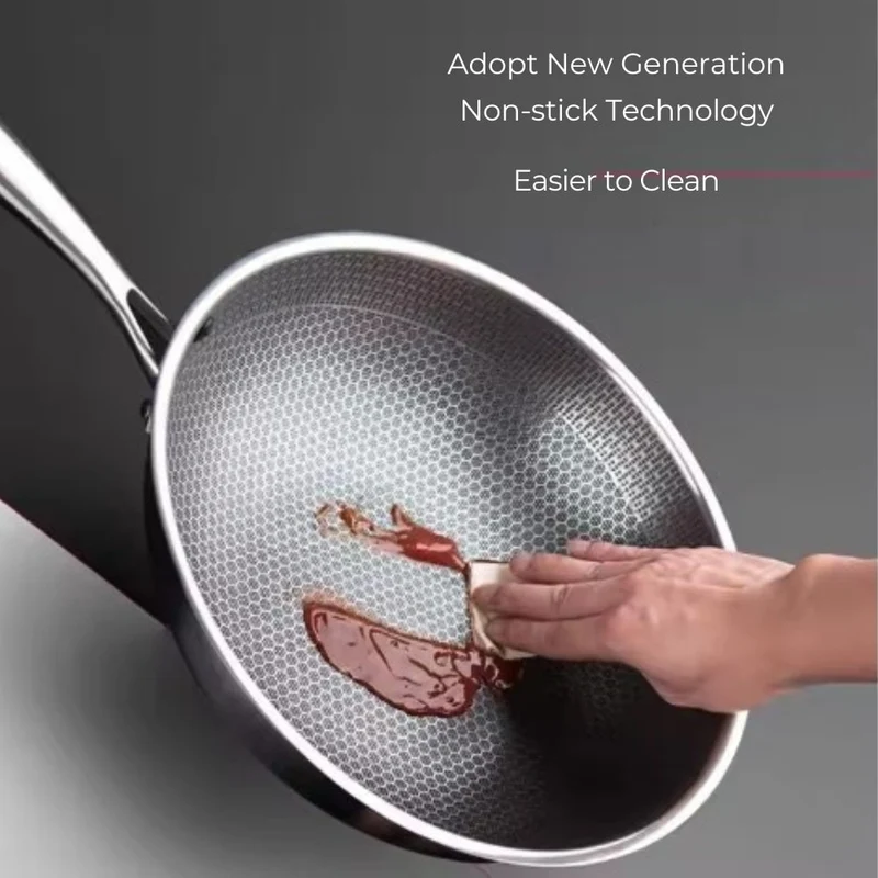 Stainless Steel Frying Pan with Honeycomb Coating and Glass Lid, 24 Cm