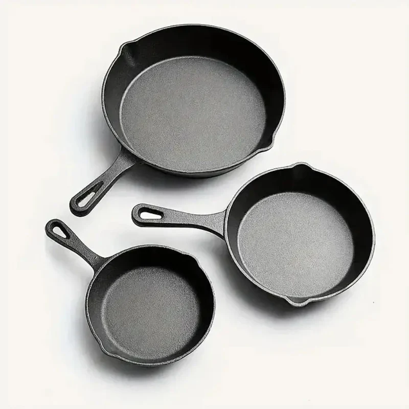 Cast-Iron Pan for Pancakes and Fried Eggs with Two Pouring Spouts, for Induction Cooking