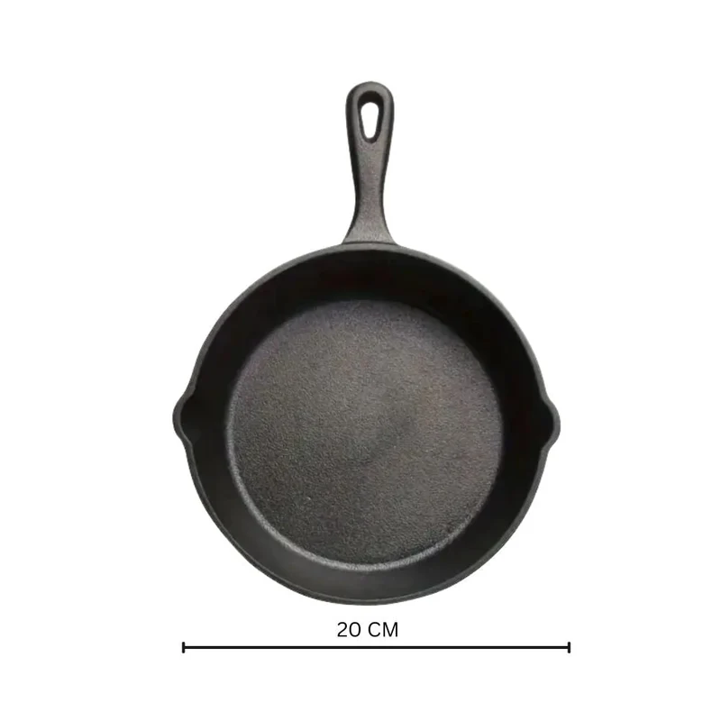 Cast-Iron Pan for Pancakes and Fried Eggs with Two Pouring Spouts, for Induction Cooking