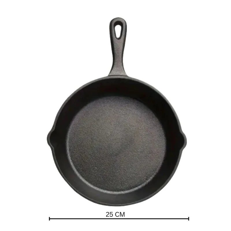 Cast-Iron Pan for Pancakes and Fried Eggs with Two Pouring Spouts, for Induction Cooking