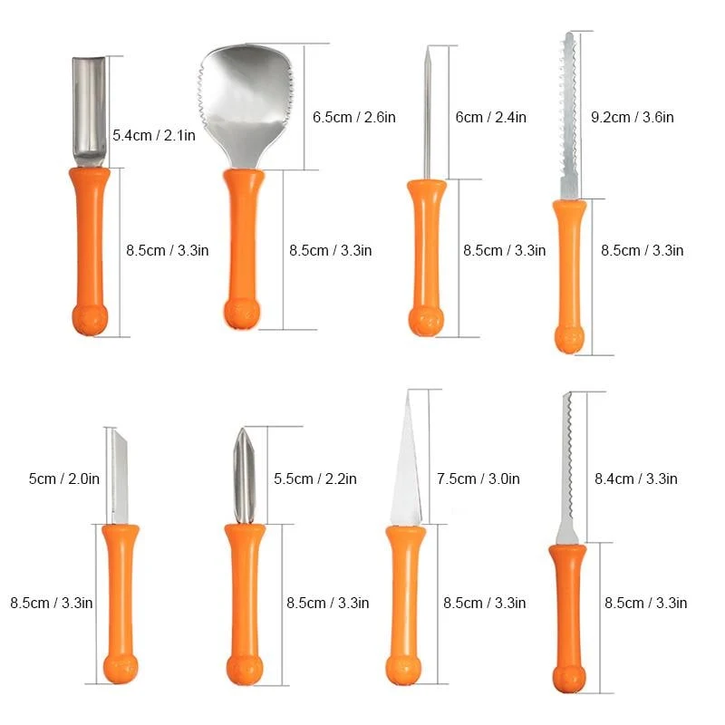 Halloween Stainless Steel Pumpkin Carving Kit, 8 Tools with Case, Tree