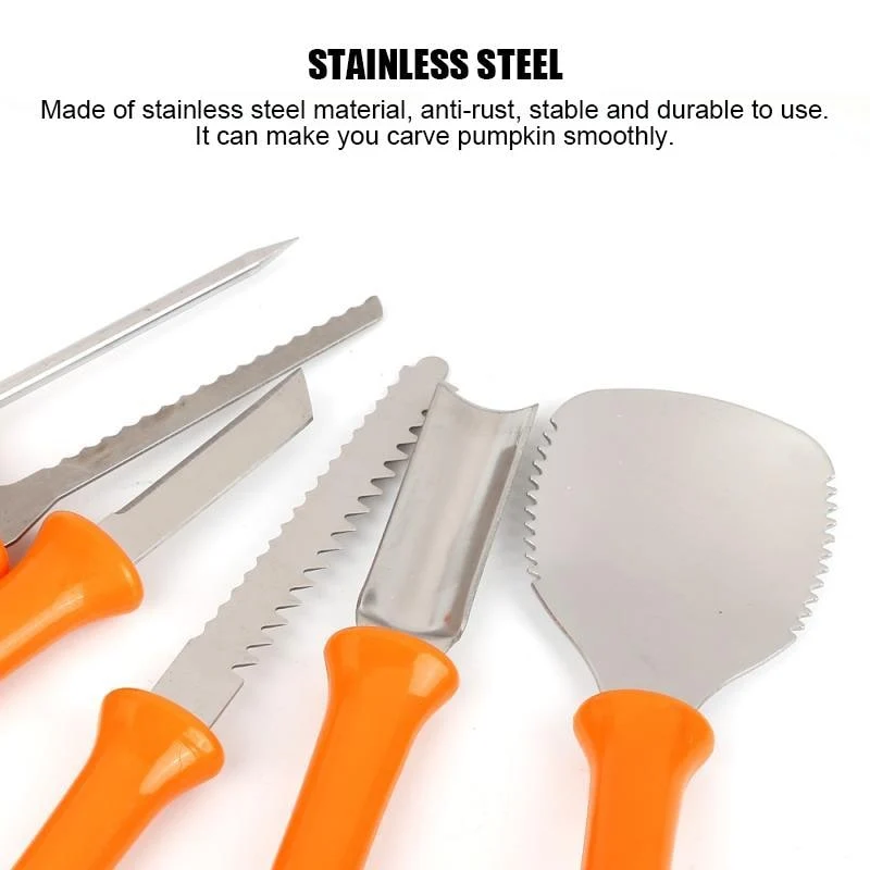 Halloween Stainless Steel Pumpkin Carving Kit, 8 Tools with Case, Tree