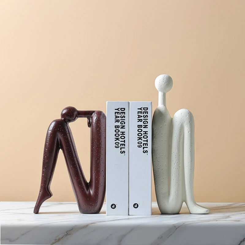 Boekensteunen sculpturaal – Zwaar porselein met antislip onderkant