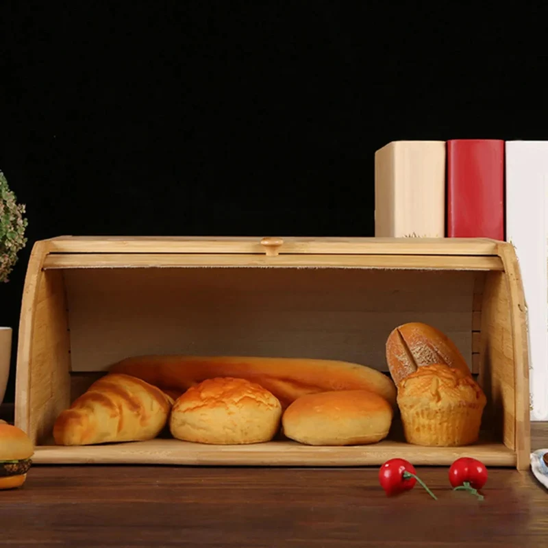 Houten brooddoos – massief met schuifdeksel voor op het aanrecht