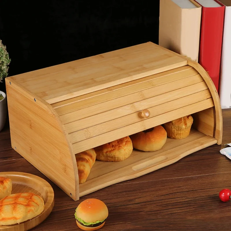 Houten brooddoos – massief met schuifdeksel voor op het aanrecht