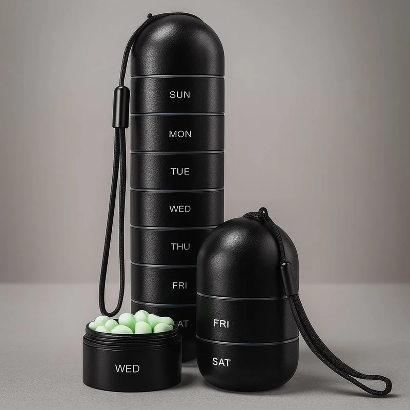 Aluminium Pillenbox mit 7 Fächern | AluBox