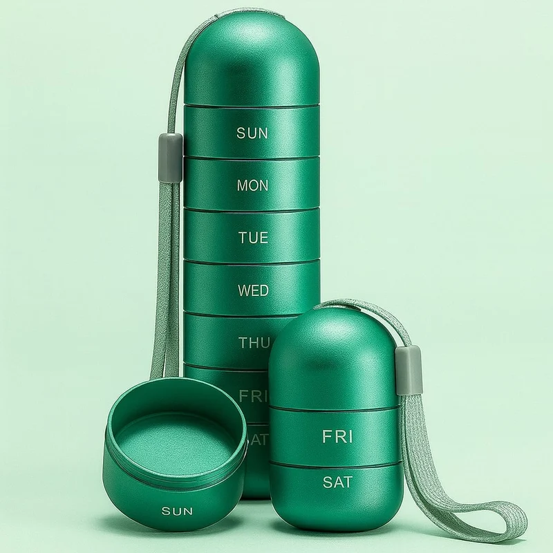 Aluminium Pillenbox mit 7 Fächern | AluBox