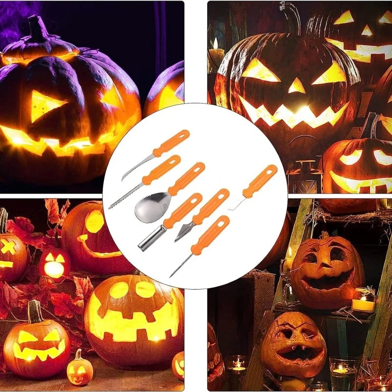 Halloween Stainless Steel Pumpkin Tools with Case and Ergonomic Handles