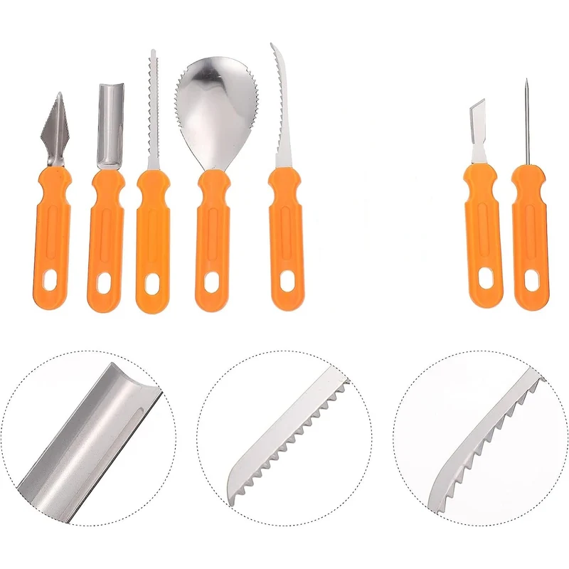 Halloween Stainless Steel Pumpkin Tools with Case and Ergonomic Handles