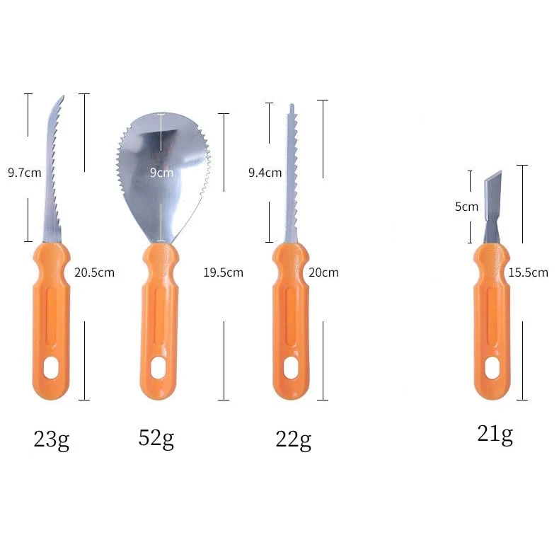 Halloween Stainless Steel Pumpkin Tools with Case and Ergonomic Handles