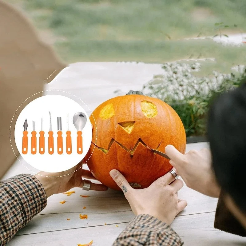 Halloween Stainless Steel Pumpkin Tools with Case and Ergonomic Handles