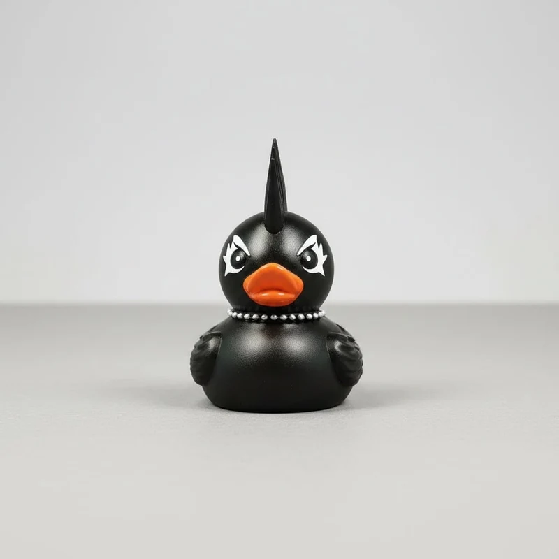 Halloween Gothic Punk-Style Rubber Duck with Metal Chains and Studs for Decoration