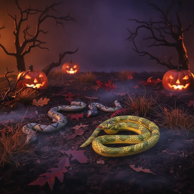 Halloween Inflatable Decorative Snake with a Realistic Print for the Garden and Parties