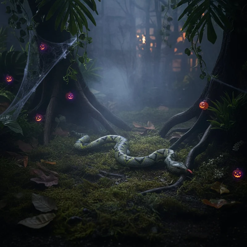 Halloween Inflatable Decorative Snake with a Realistic Print for the Garden and Parties
