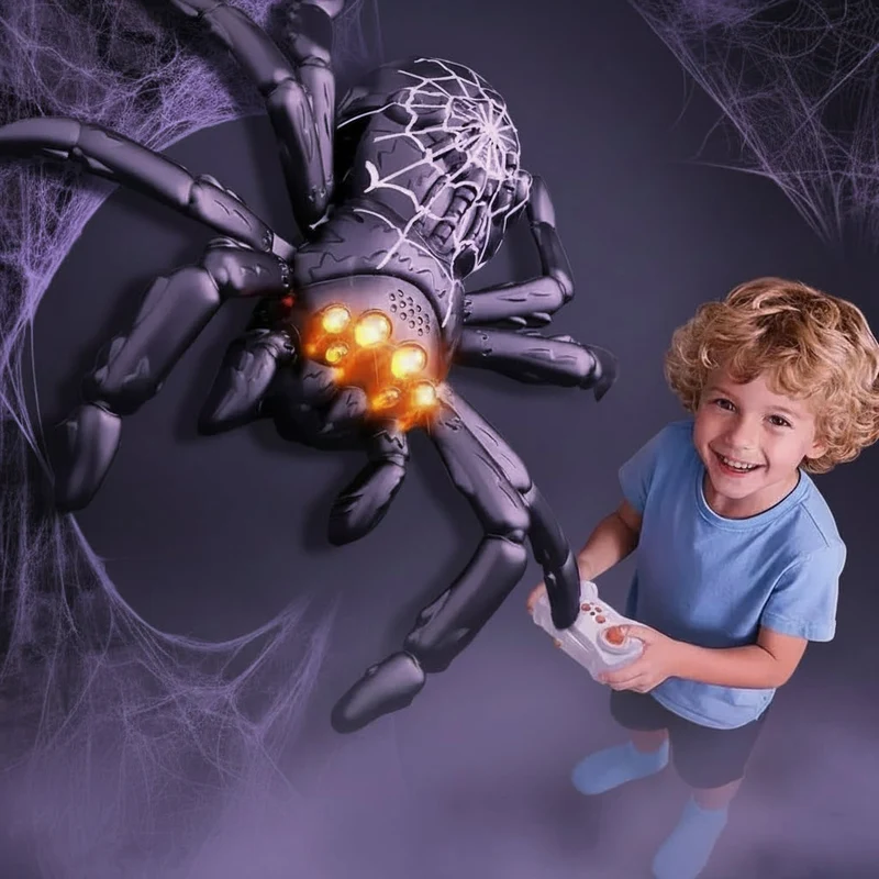 Halloween Remote-Controlled Spider Toy That Walks on Walls with LED Eyes and Climbing Function