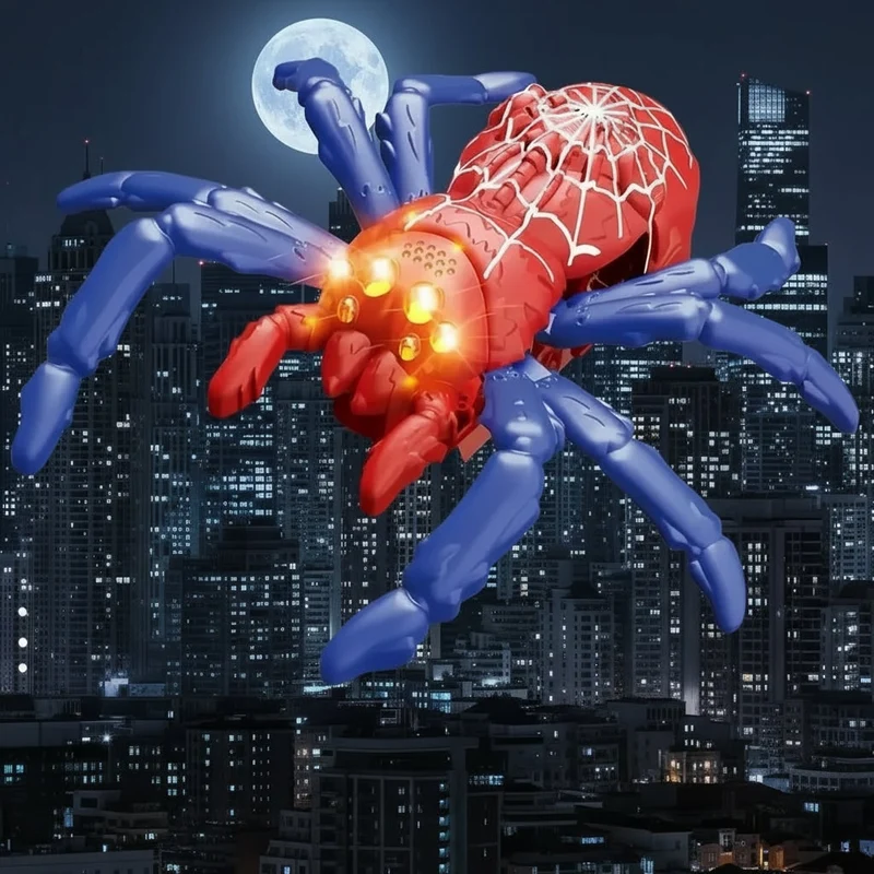 Halloween Remote-Controlled Spider Toy That Walks on Walls with LED Eyes and Climbing Function