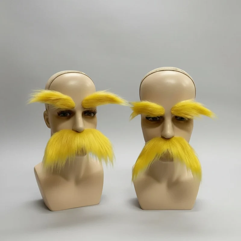 Mustache Costumes Halloween with Fake Eyebrows Set Bushy Synthetic Fur