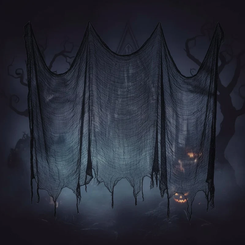 Black Creepy Cloth Gauze Halloween Decoration with Open Weave Mesh Fabric