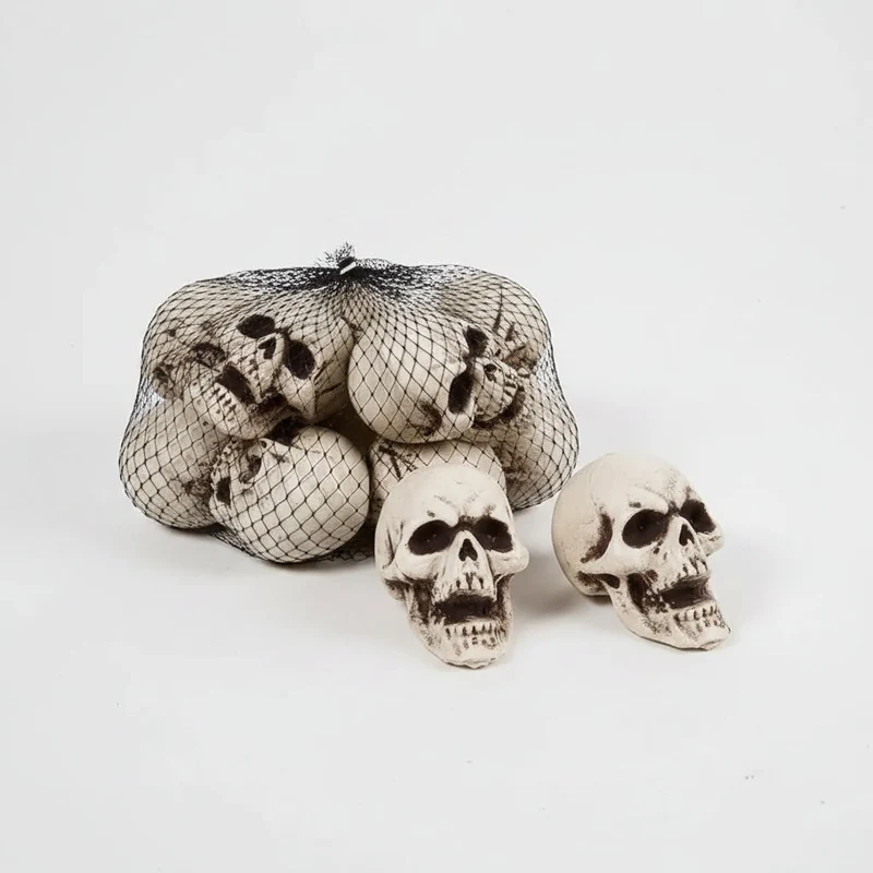 Halloween Skeleton Decorations Mini Matte Skull Set with Black Shading