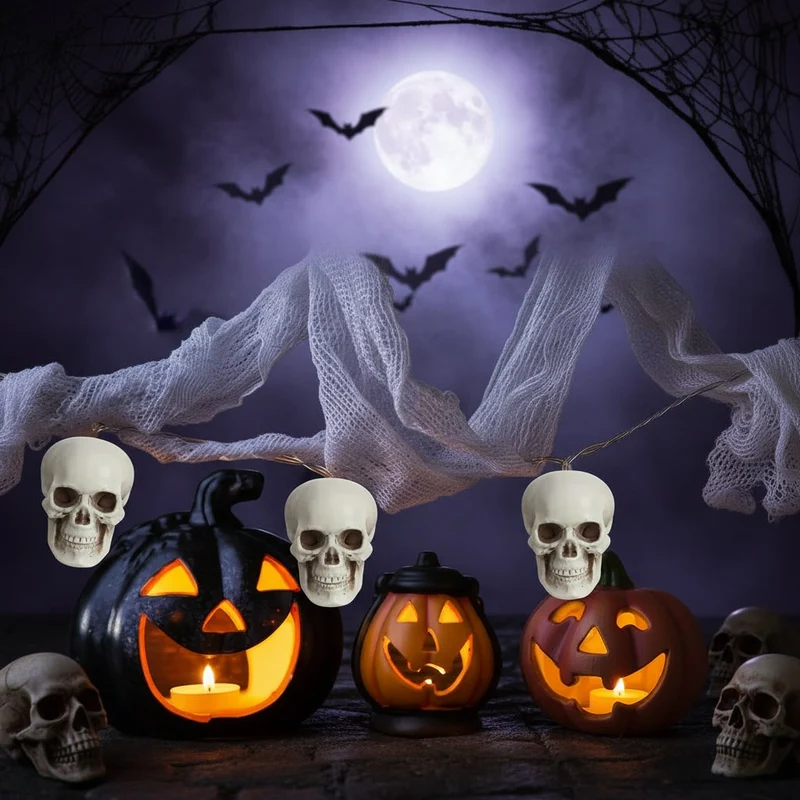 Halloween Skeleton Decorations Mini Matte Skull Set with Black Shading