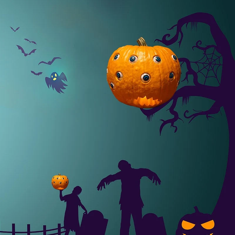 Animated Halloween Pumpkin with Moving Eyes and Jagged Mouth Decorations