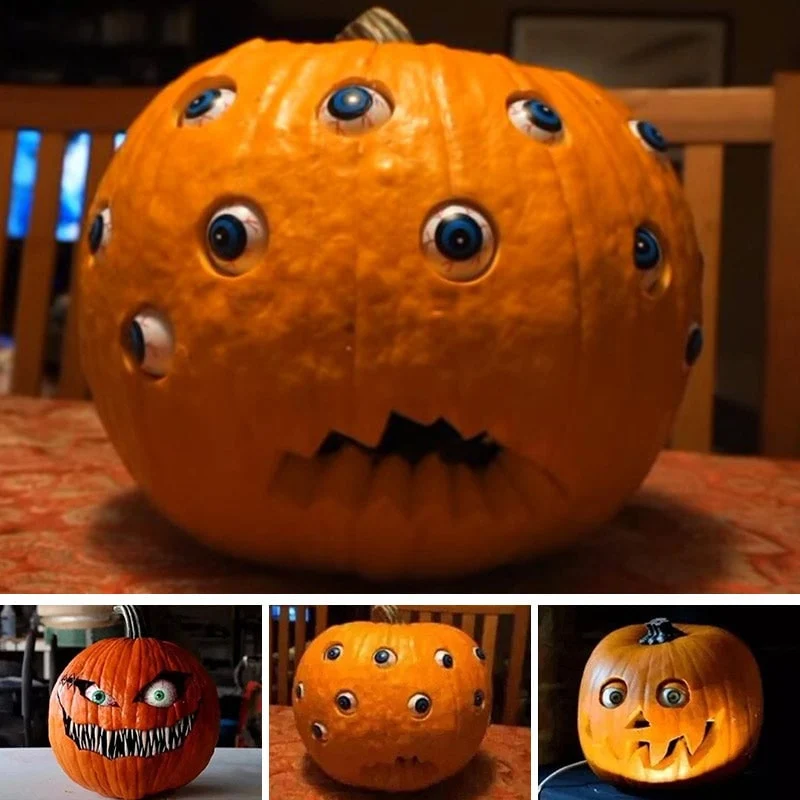 Animated Halloween Pumpkin with Moving Eyes and Jagged Mouth Decorations