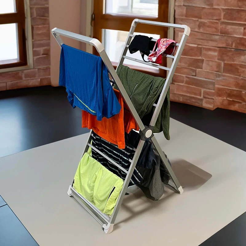 Foldable Clothes Drying Rack with 24 Rungs Aluminum Frame Freestanding and Space Saving
