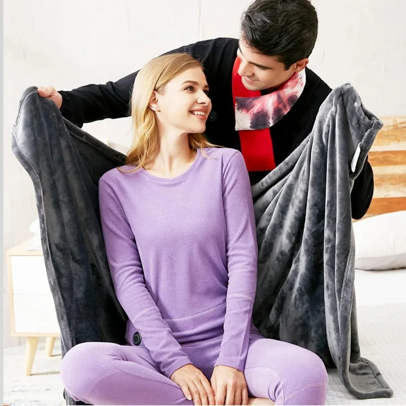 Wearable Heated Blanket Cape with Zipper Plush Fleece and Remote Control