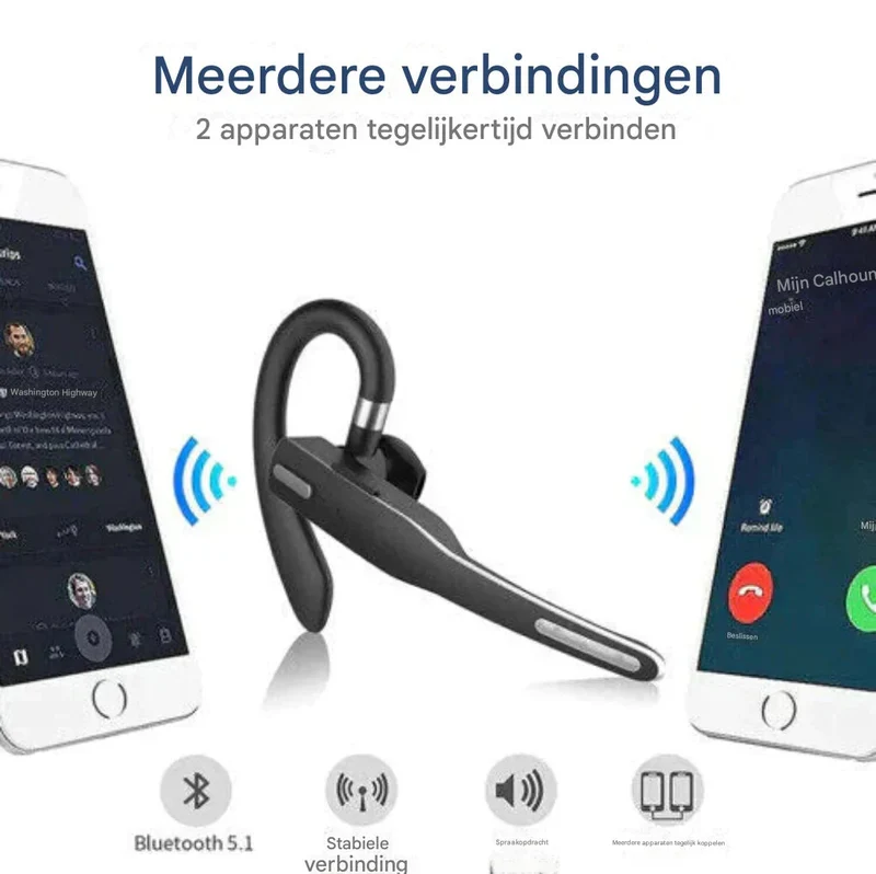 Bluetooth headset – dubbele microfoon met ruisonderdrukking